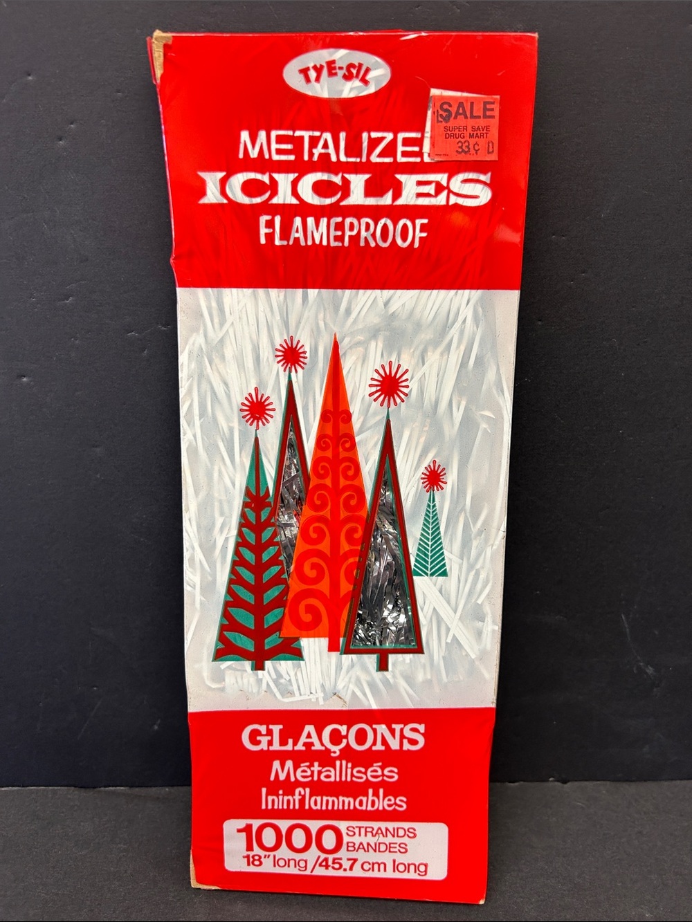 Vintage 1960’s Tye-Sil “Metalized Icicles Flameproof” NIB Montreal Canada